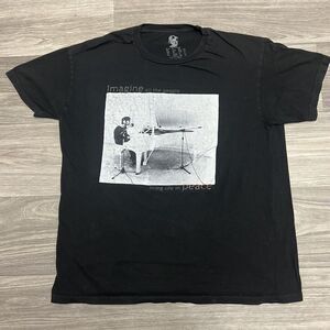 John Lennon Beatles Band Tee Shirt Men‎ L Fit M Black UK Rock Indie Imagine